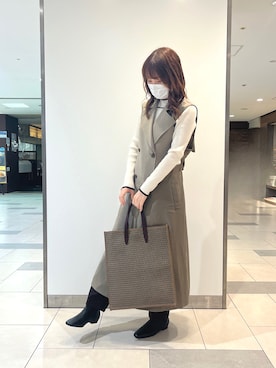 「Te chichi（テチチ）のアイテム（ステンカラーコート）」を使った、シンちゃんさん（レディース・160cm）の秋コーディネート