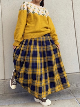 「MERLOT（メルロー）のアイテム（ニット/セーター）」を使った、はみゅさん（レディース・157cm）の春コーディネート