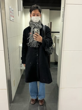 「UNIQLO（ユニクロ）のアイテム（ダウンジャケット/コート、ブラック系）」を使った、きりはらさん（メンズ・168cm）の冬コーディネート