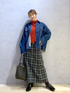 「ニコアンド」｜「アイテム（デニムジャケット）」を使った、hanaeさん（レディース・160cm）の秋コーディネート