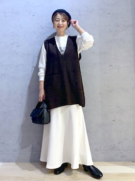 「白スカート」｜「アイテム（その他）」を使った、hanaeさん（レディース・160cm）の秋コーディネート