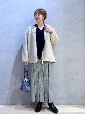 「LEPSIM（レプシィム）のアイテム（ノーカラージャケット）」を使った、hanaeさん（レディース・160cm）の秋コーディネート