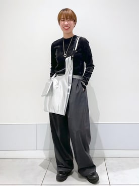 「Americana」｜「アイテム（スラックス）」を使った、SAYAさん（レディース・159cm）の秋コーディネート