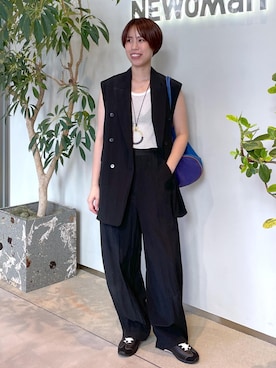 「ADAM ET ROPE'（アダムエロペ）のアイテム（タンクトップ）」を使った、SAYAさん（レディース・159cm）の夏コーディネート