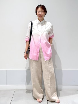 「アイテム（スラックス）」を使った、SAYAさん（レディース・159cm・30代）の夏コーディネート