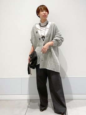 「Americana」｜「アイテム（スラックス）」を使った、SAYAさん（レディース・159cm）の秋コーディネート