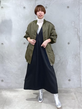 「モヘヤ」｜「アイテム（ワンピース/ドレス）」を使った、SAYAさん（レディース・159cm）の秋コーディネート