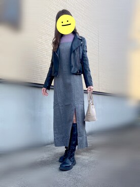「秋冬」｜「アイテム（ライダースジャケット）」を使った、ポタリノさん（レディース・165cm）の秋コーディネート