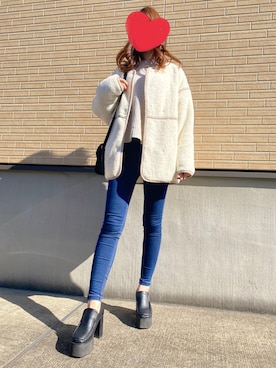 「moussy」｜「アイテム（ダッフルコート）」を使った、ポタリノさん（レディース・165cm）の秋コーディネート