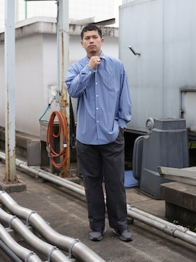 「アイテム（スラックス）」を使った、ooo.yusukeさん（メンズ・182cm）の秋コーディネート