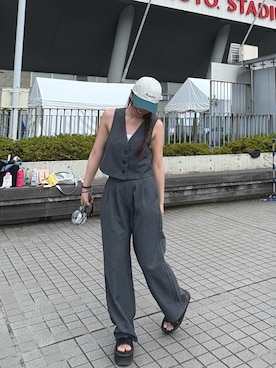 「アイテム（ベスト）」を使った、hikariさん（レディース・158cm）の夏コーディネート