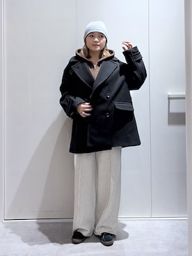 「アイテム（ピーコート）」を使った、kurumi_.mfmさん（レディース・158cm）の冬コーディネート