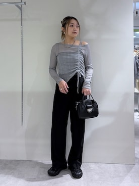 「FREE'S MART（フリーズマート）のアイテム（スラックス）」を使った、kurumi_.mfmさん（レディース・158cm）の春コーディネート