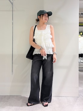 「FREE'S MART（フリーズマート）のアイテム（帽子）」を使った、kurumi_.mfmさん（レディース・158cm）の夏コーディネート