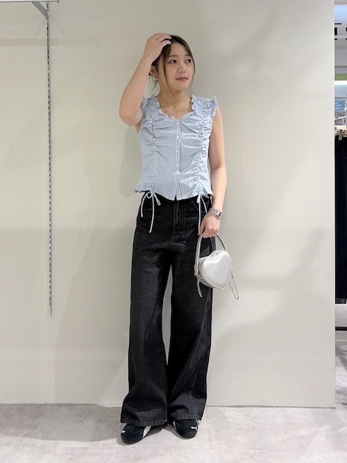3サイズ展開XS-L】サイドパネルヴィンテージライクワイドデニム【低