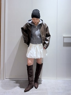 「スカートコーデ」｜「アイテム（帽子）」を使った、kurumi_.mfmさん（レディース・158cm）の秋コーディネート