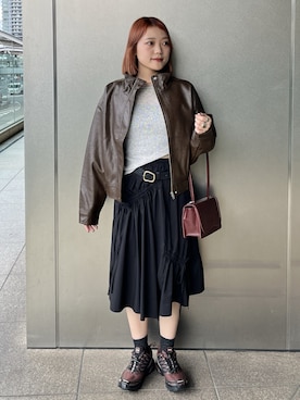 「アイテム（ブルゾン）」を使った、kurumi_.mfmさん（レディース・158cm）の秋コーディネート