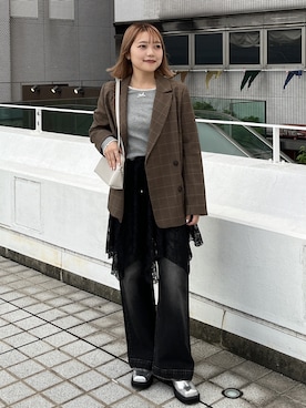 「アイテム（テーラードジャケット）」を使った、kurumi_.mfmさん（レディース・158cm）の秋コーディネート