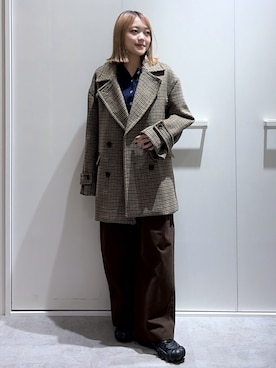 「アイテム（ピーコート）」を使った、kurumi_.mfmさん（レディース・158cm）の秋コーディネート