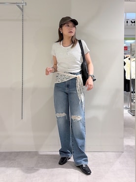「FREE'S MART（フリーズマート）のアイテム（帽子）」を使った、kurumi_.mfmさん（レディース・158cm）の夏コーディネート