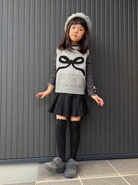 「アイテム（スカート）」を使った、tamapicoさん（キッズ・120cm）の冬コーディネート