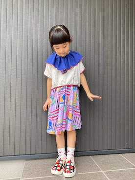 「アイテム（スリッポン）」を使った、tamapicoさん（キッズ・110cm）の秋コーディネート