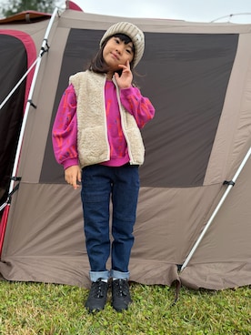 「Snow Peak（スノーピーク）のSnow Peak / Folded Beanie ビーニー ニット帽 海外限定（ニットキャップ/ビーニー）」を使った、tamapicoさん（キッズ・110cm）の秋コーディネート