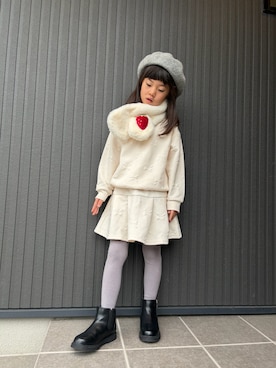 「アイテム（ハンチング/ベレー帽）」を使った、tamapicoさん（キッズ・120cm）の冬コーディネート