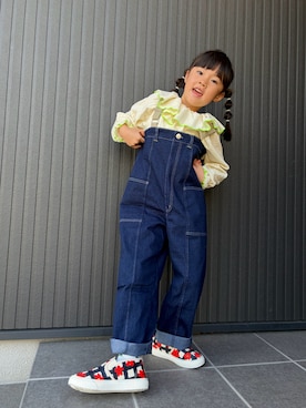 「アイテム（オールインワン・サロペット）」を使った、tamapicoさん（キッズ・110cm）の秋コーディネート