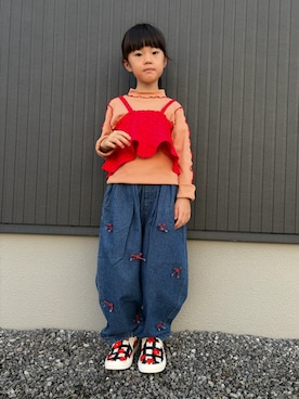 「アイテム（デニムパンツ）」を使った、tamapicoさん（キッズ・110cm）の秋コーディネート