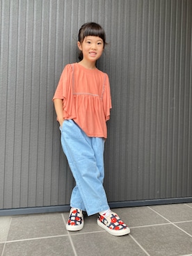 「アイテム（スリッポン）」を使った、tamapicoさん（キッズ・110cm）の秋コーディネート