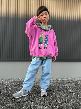 「アイテム（デニムパンツ）」を使った、tamapicoさん（キッズ・110cm）の冬コーディネート