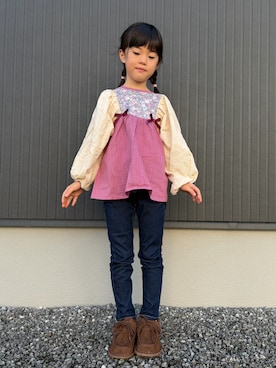 「アイテム（チュニック）」を使った、tamapicoさん（キッズ・110cm）の秋コーディネート