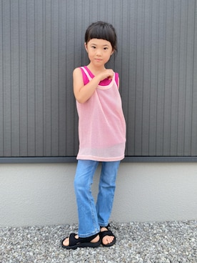 「アイテム（タンクトップ）」を使った、tamapicoさん（キッズ・110cm）の夏コーディネート