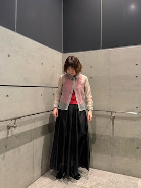 「差し色(赤)」｜わらちゃんさん（レディース・162cm）の春コーディネート