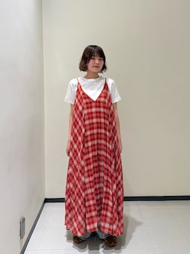 「KBF（ケイビーエフ）のMiller　Panel ribbed crew-neck tee（Tシャツ/カットソー、ホワイト系）」を使った、わらちゃんさん（レディース・162cm）の春コーディネート