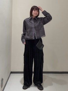 「秋のシャツ着こなし術」｜わらちゃんさん（レディース・162cm）の秋コーディネート