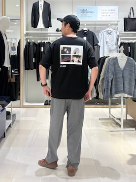 「GLOBAL WORK（グローバルワーク）のアーバンクリーンワイドパンツ/AIR/632890（スラックス、グレー系）」を使った、ゆーすけさん（メンズ）の春コーディネート