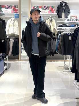 「GLOBAL WORK（グローバルワーク）のライトウォームスタンドブルゾン/451309（ブルゾン）」を使った、ゆーすけさん（メンズ・176cm）の冬コーディネート