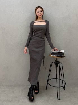 「EATME（イートミー）のレースアップシアーブーツサンダル（ブーツ、ブラック系）」を使った、SHINRIさん（レディース・165cm）の春コーディネート