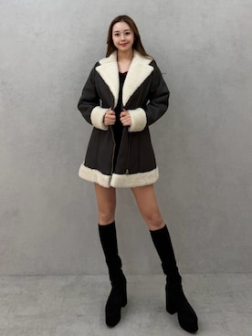 「アイテム（ムートンコート）」を使った、SHINRIさん（骨格ストレート・レディース・165cm）の冬コーディネート