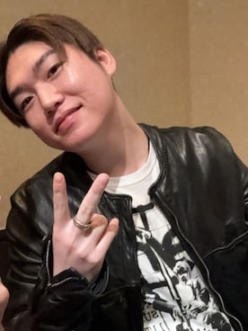 「アイテム（ライダースジャケット）」を使った、YUTOさん（メンズ・175cm）の秋コーディネート