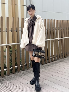 「アイテム（ブルゾン）」を使った、0118momoさん（レディース・164cm・20代）の秋コーディネート