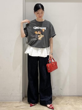 「アイテム（バッグ、レッド系）」を使った、0118momoさん（レディース・164cm）の夏コーディネート