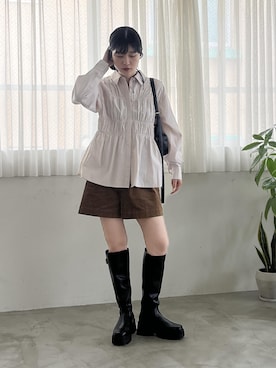 「ロングブーツ」｜0118momoさん（レディース・164cm）の秋コーディネート