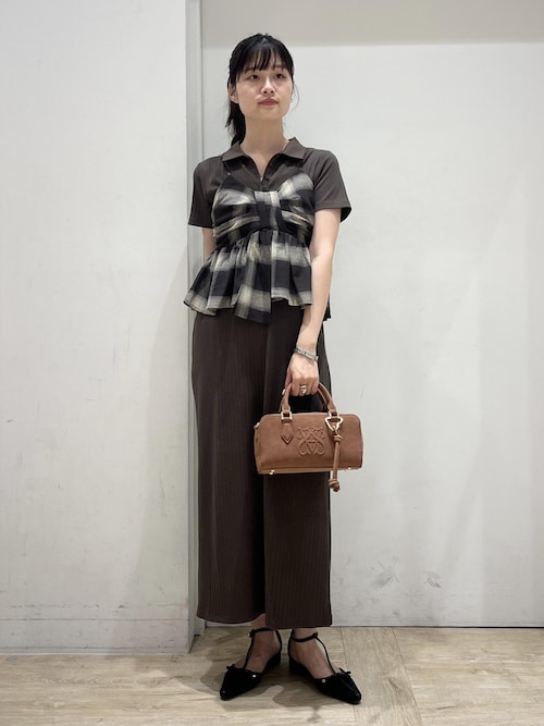 セール】オンブレチェックリボンビスチェ（キャミソール）｜VIS（ビス