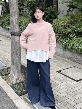 「VIS（ビス）のアシンメトリーフレアーシャツ（シャツ/ブラウス）」を使った、0118momoさん（レディース・164cm）の秋コーディネート