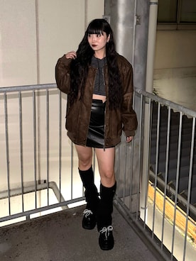 「アイテム（レッグウォーマー）」を使った、misakiさん（レディース・160cm）の秋コーディネート