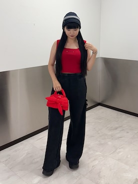 「アイテム（ニットキャップ/ビーニー）」を使った、misakiさん（レディース・160cm）の夏コーディネート
