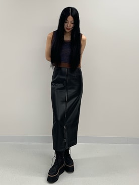 「アイテム（ブーツ）」を使った、成田すみれさん（レディース・171cm）の夏コーディネート